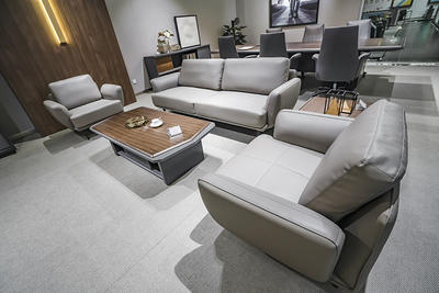 Real Leather Sofa Set CEO Office Reception Sofa Three Seater